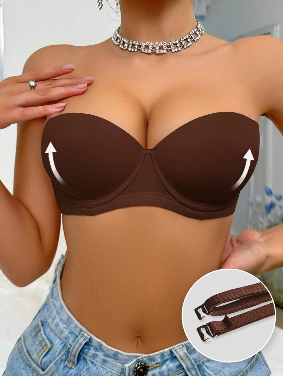 Convertible Strapless Minimizer Bandeau Bra Underwire Unlined for Large Bust - Image 5