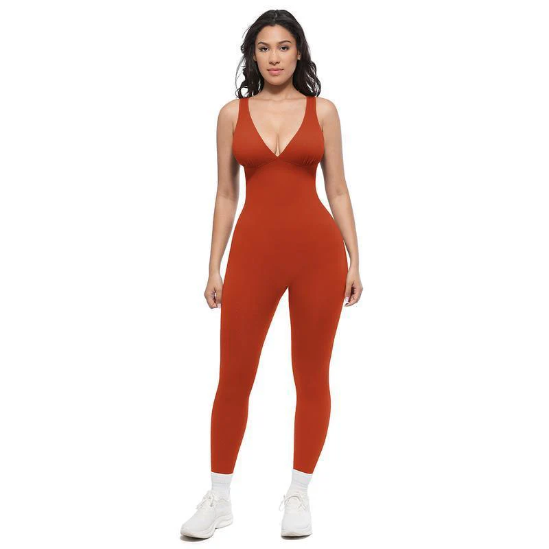 Deep V Shapewear with Chest Support Breathable High-Waisted Tummy Control Jumpsuit - Image 5