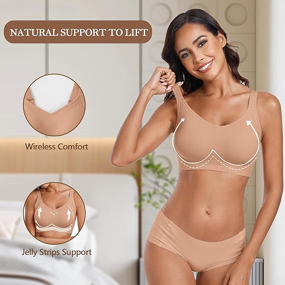SEAMLESS JELLY BRA FULL COVERAGE PUSH UP NO UNDERWIRE BRA - Image 3