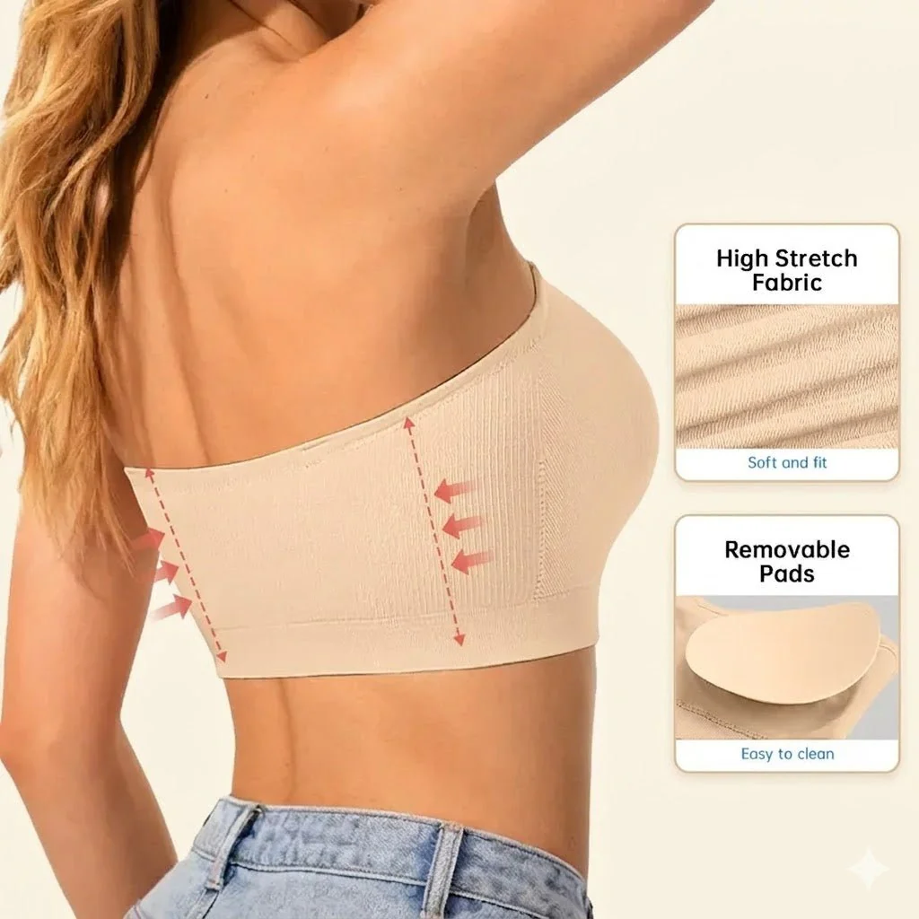 Women Non-Slip Bandeau Bras With Comfortable Strapless Bra Seamless Wireless Tube Top Soft Wireless Bra - Image 6