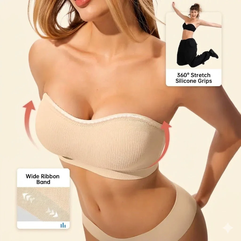 Women Non-Slip Bandeau Bras With Comfortable Strapless Bra Seamless Wireless Tube Top Soft Wireless Bra - Image 7