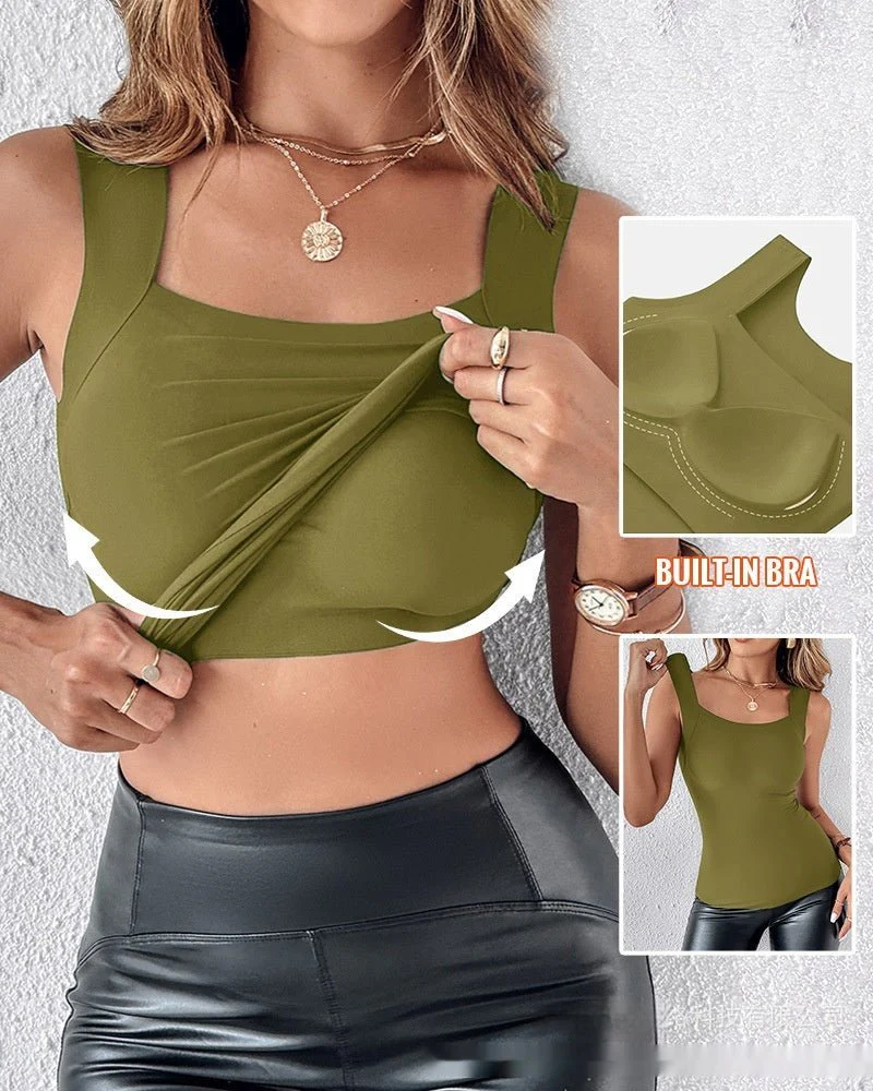 Women's New Seamless Skin Bottom Vest With Built-In Bra - Image 6