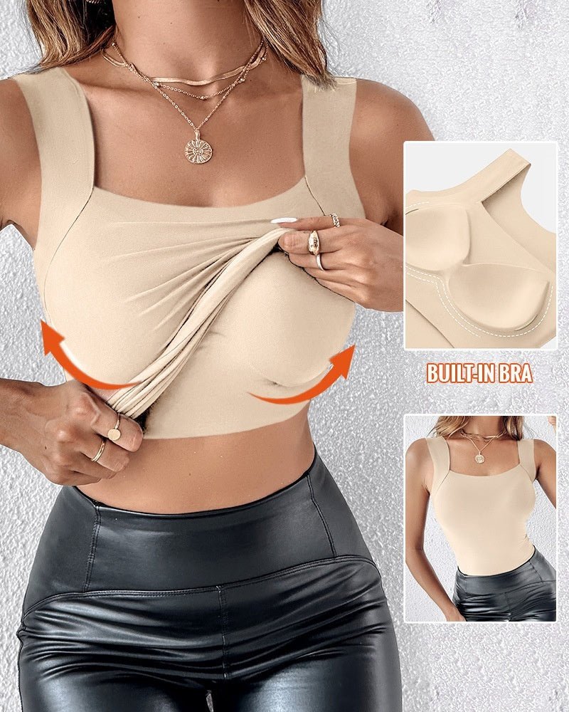 Women's New Seamless Skin Bottom Vest With Built-In Bra - Image 7